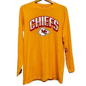 NEW Fanatics Kansas City Chiefs NFL Football Yellow Long Sleeve Tshirt Medium